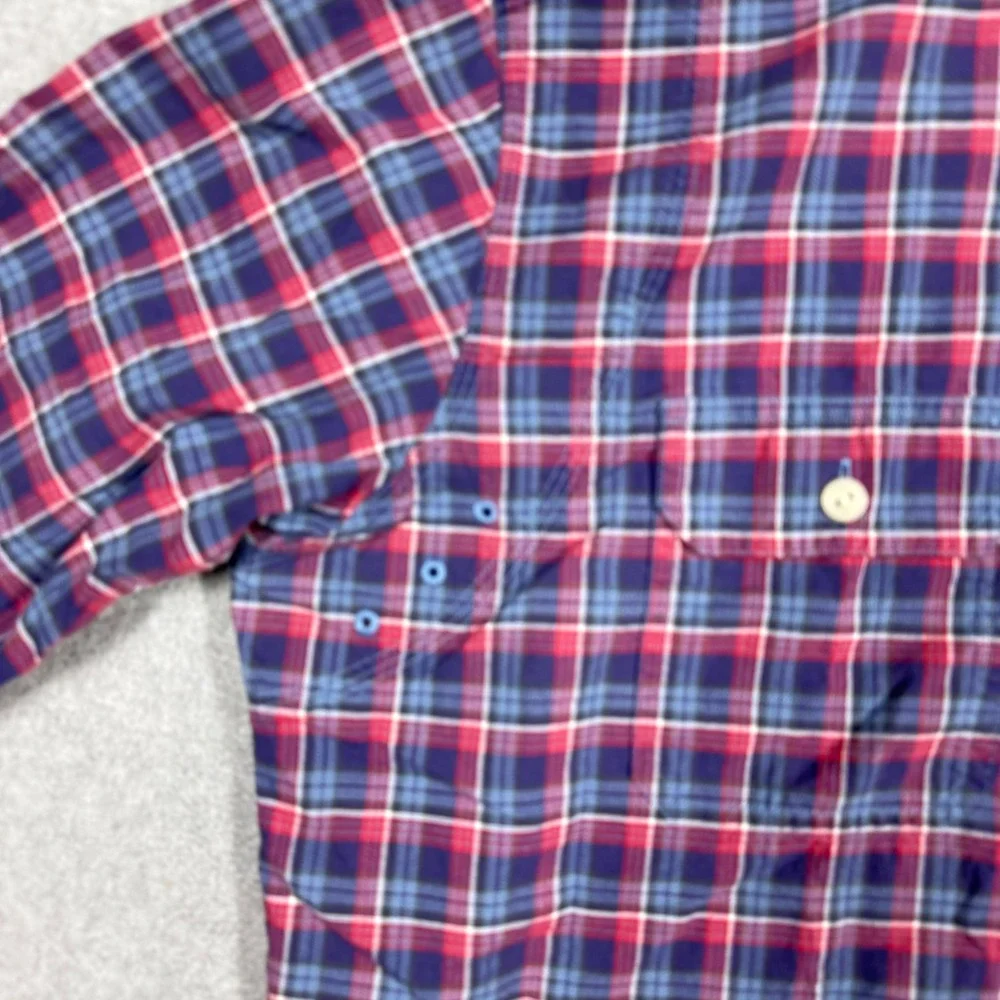 Polo Ralph Lauren Men Medium Vented Plaid Shirt Red Blue Button Down Utility